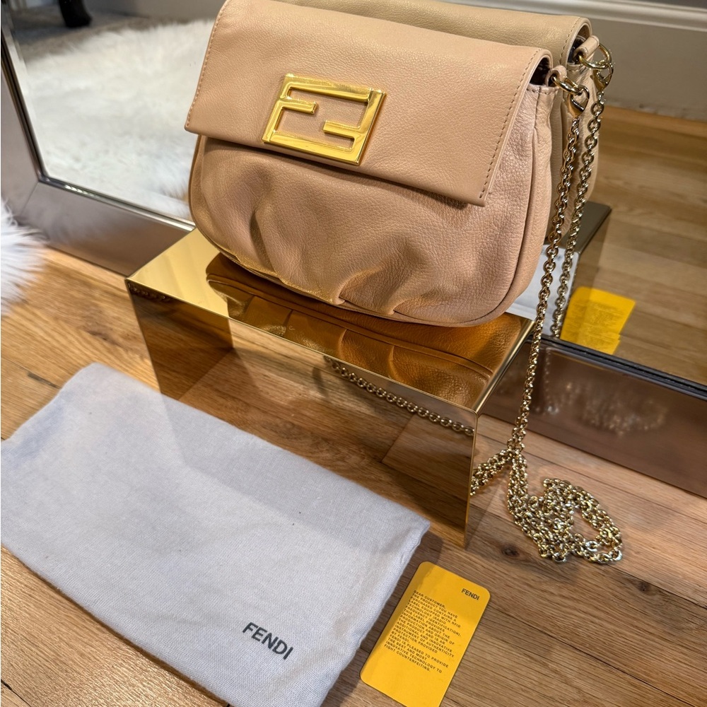 Fendi Beige Crossbody Bag with Gold Chain - Picture 17 of 17